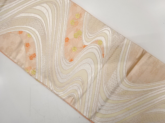 JAPANESE KIMONO / ANTIQUE FUKURO OBI / SILK / WOVEN STREAM & FLOWER